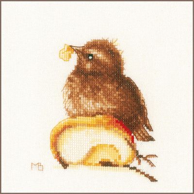 Young Blackbird by Lanarte 2021 Marjolein Bastin Collection Cute bird counted cross stitch kit