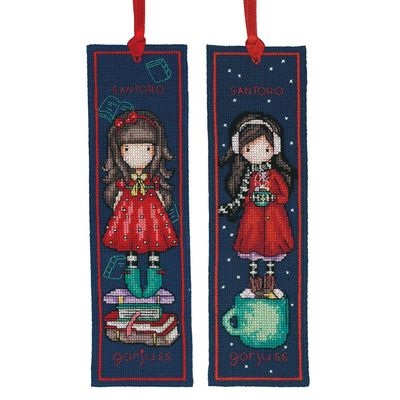 Gorjuss Blue Bookmark set of 2 by Vervaco Bookmark Cross Stitch Kit Easy to embroidery