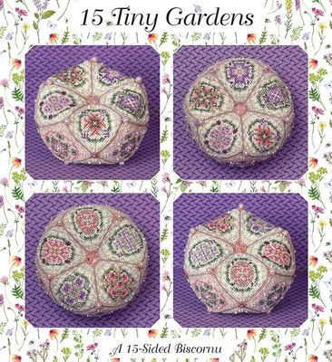 15 Tiny Gardens Biscornu by Just Nan 2021 Cross stitch pattern and Embellishment Pack