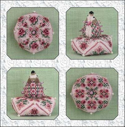 Hetty&#39;s Rose Garden Biscornu &amp; Hedgehog by Just Nan  Limited Edition! Printing Cross stitch pattern and Embellishment Pack