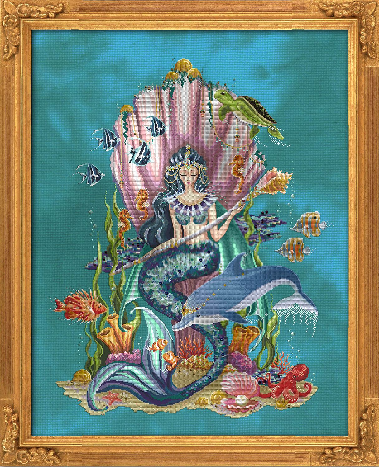 Amphitrite, Queen Goddess Of The Sea by Bella Filipina Designs 2020 Beautiful mermaid Goddess! Counted cross stitch pattern