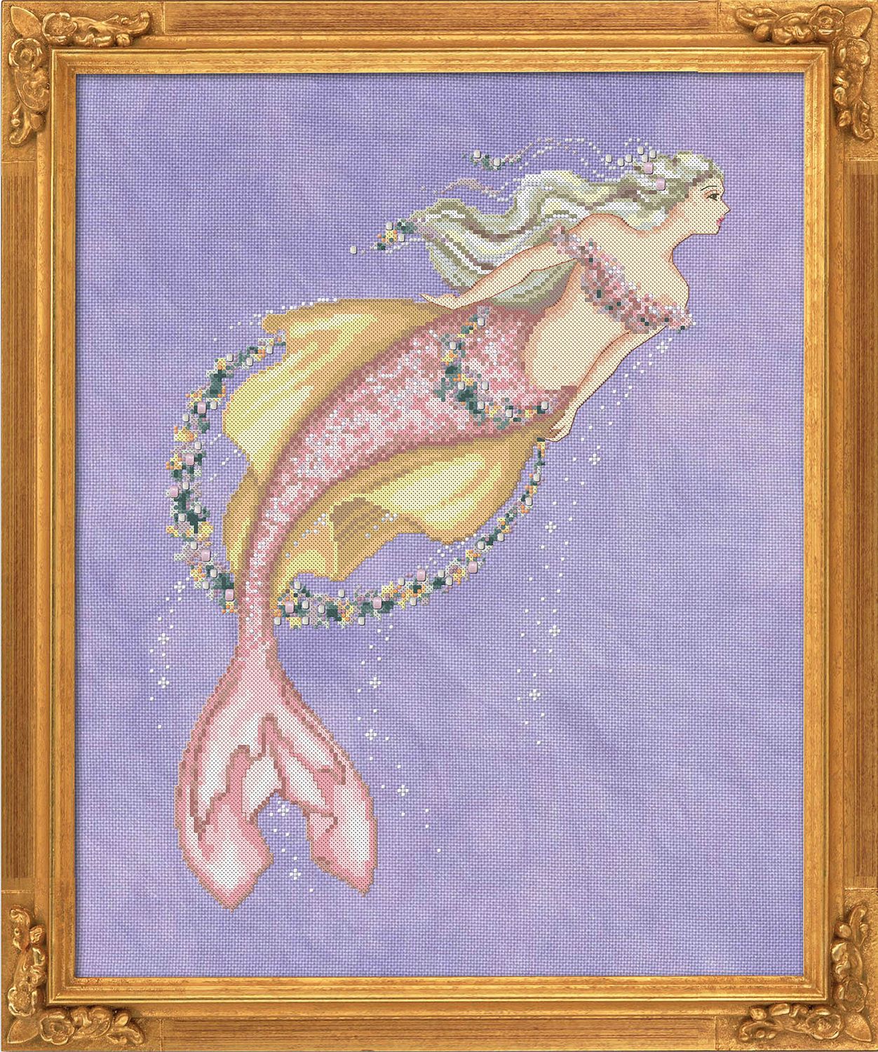 Akoya Pearl Mermaid by Bella Filipina Designs 2020. Beautiful mermaid counted cross stitch Pattern, Beads set and Set of Threads