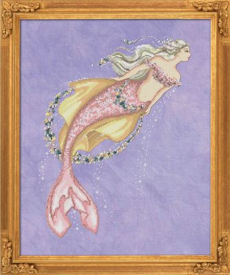 Akoya Pearl Mermaid by Bella Filipina Designs 2020. Beautiful mermaid counted cross stitch Pattern, Beads set and Set of Threads