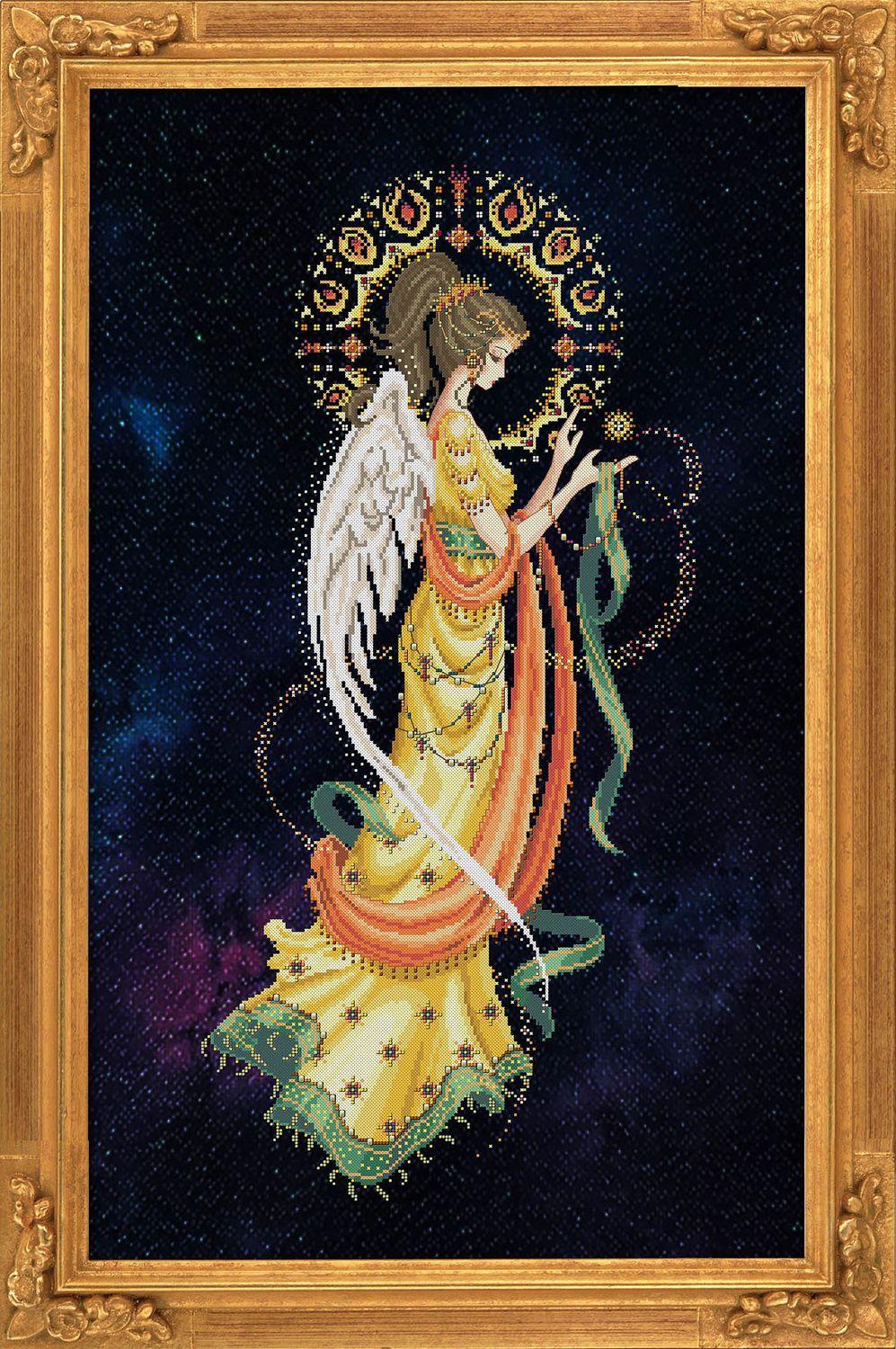Hanan, deity of the morning by Bella Filipina Designs 2021 Counted cross stitch Pattern, Beads set and Set of Threads
