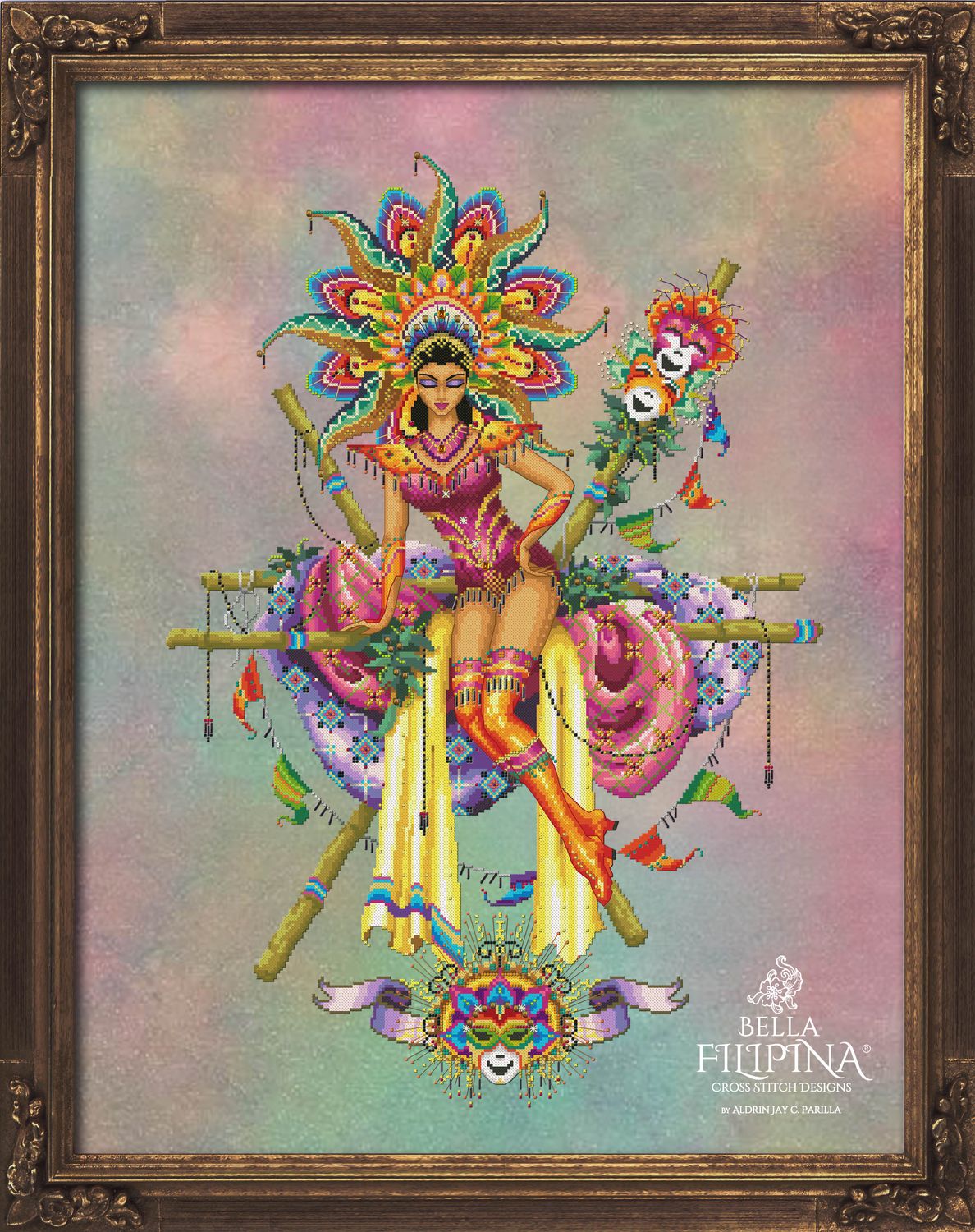 MassKara Festival Queen by Bella Filipina Designs 2024 Counted cross stitch Pattern, Beads set and Set of Threads