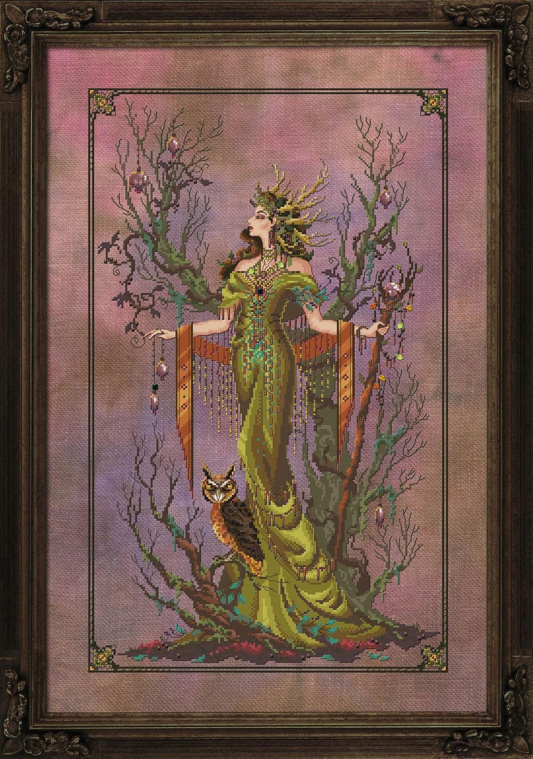 Olivia, the Forest Witch by Bella Filipina Designs 2023 Counted cross stitch Pattern, Beads set and Set of Threads