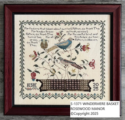 Windermere Basket by Rosewood Manor 2025 designer Karen Kluba Counted cross stitch pattern