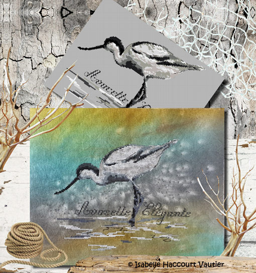 L&#39;élégante (The elegant) by Isabelle Haccourt Vautier. Collection Oleron by ISA Printed cross stich pattern