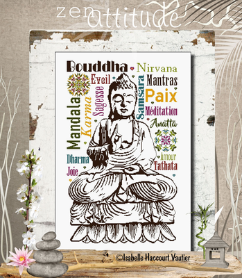 Méditation (Meditation) by Isabelle Haccourt Vautier Collection Broide du Noir Printed cross stich pattern