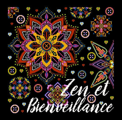 ZEN et Bienveillance (ZEN and Benevolence) by Isabelle Haccourt Vautier Collection Broide du Noir Printed cross stich pattern
