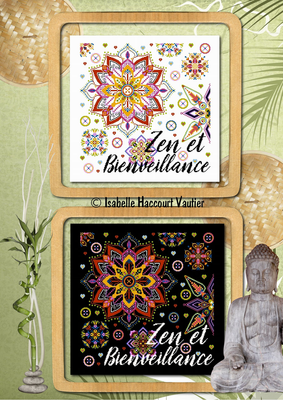 ZEN et Bienveillance (ZEN and Benevolence) by Isabelle Haccourt Vautier Collection Broide du Noir Printed cross stich pattern
