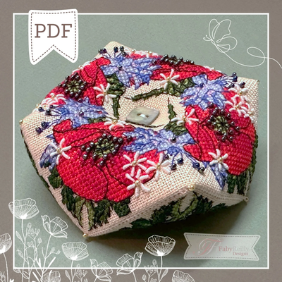 Field Flowers Biscornu by Faby Reilly Designs 2024 Counted Cross Stitch pattern Expert Level