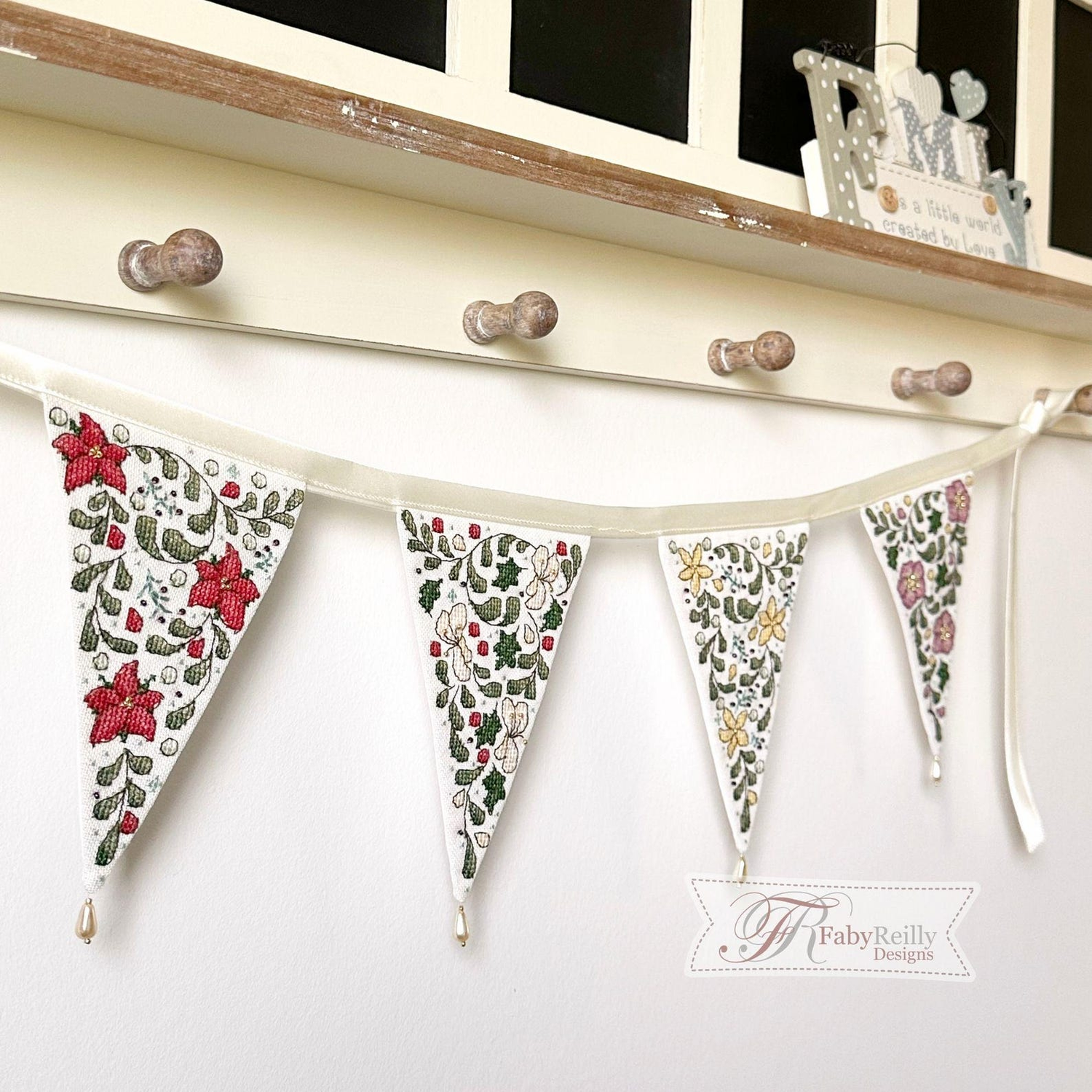 Winter Floral Bunting by Faby Reilly Designs 2024 Counted Cross Stitch pattern Beginner Level