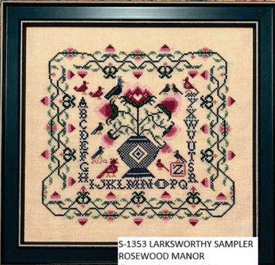 Larksworthy Sampler by Rosewood Manor Design 2024. Counted cross stich pattern