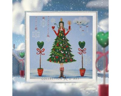 Lady in a green dress by RTO. Christmas Сounted Cross Stitch Kit