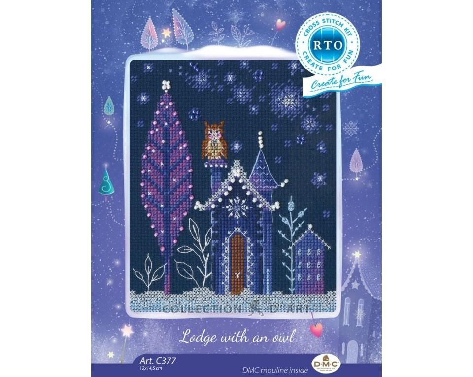 Lodge with an owl by RTO. Christmas Сounted Cross Stitch Kit