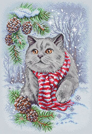 Winter Cat by LETISTITCH Counted cross stitch kit  release 2023