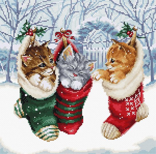 Snowy Kitties (Chatons enneiges) by LETISTITCH Counted cross stitch kit release 2023