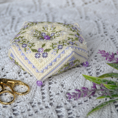 Blueberry biscornu by Tela Artis Biscornu &amp; Pinkeeps series Cross and decorative stitches embroidery kit