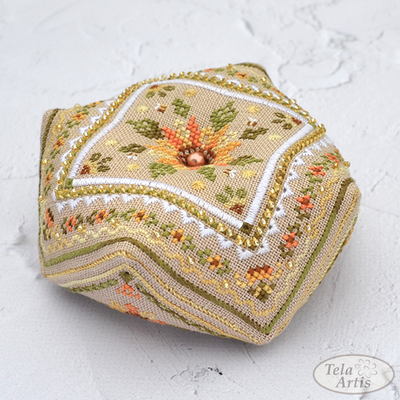 Sunny biscornu by Tela Artis Biscornu &amp; Pinkeeps series Cross and decorative stitches embroidery kit
