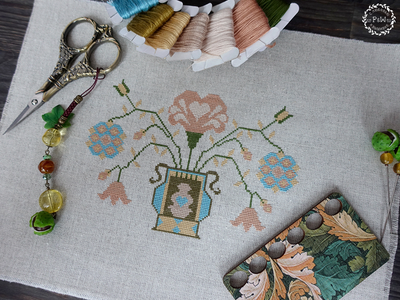 Barbara Baner&#39;s Autumn Vase by Primitive and Wood (P&amp;W) designer Ruzanna Gladkova Cross stitch pattern in PDF, Instant Download