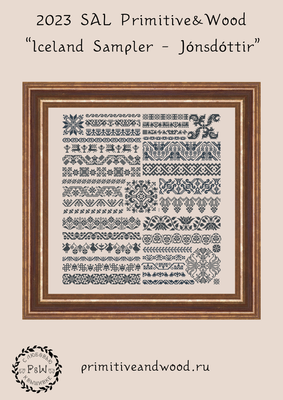 Iceland Sampler - Jonsdottir by Primitive and Wood (P&amp;W) 2023 designer Ruzanna Gladkova Printed Cross stitch pattern