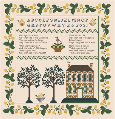 Lemon Sampler by Primitive and Wood (P&amp;W) designer Ruzanna Gladkova Cross stitch pattern in PDF, Instant Download