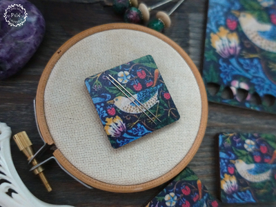 Strawberry Thief  by William Morris Limited Edition Needle Minder by Primitive and Wood (P&amp;W) Designer embroidery accessories