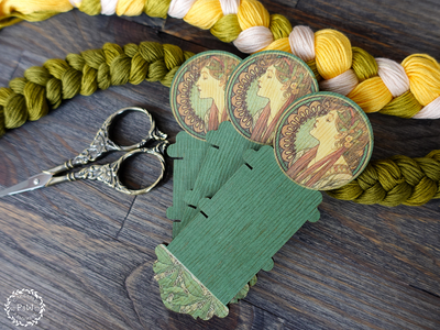 Laurel by Alphonse Mucha Double Floss Bobbin by Primitive and Wood (P&amp;W) Designer embroidery accessories
