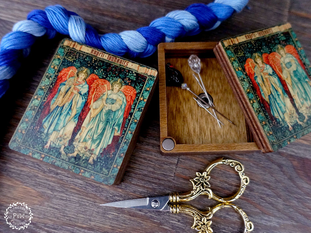 Adoring Angels Magnetic Needle Box by Primitive and Wood (P&amp;W) Designer embroidery accessories