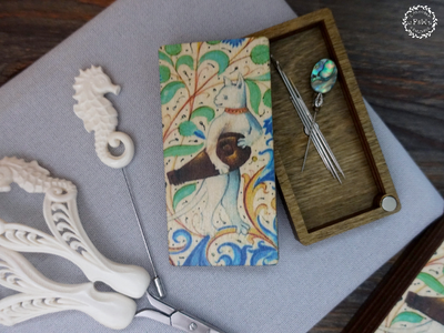 Cat with a Hurdy-Gurdy Magnetic Needle Keeper by Primitive and Wood (P&amp;W) Designer embroidery accessories