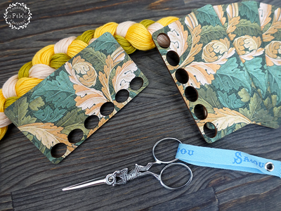 Intertwined Leaves II by William Morris Travel Floss Organizer by Primitive and Wood (P&amp;W) Designer embroidery accessories