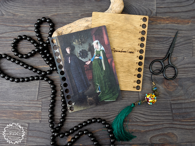 The Arnolfini Portrait by Jan van Eyck Floss Organizer by Primitive and Wood (P&amp;W) Designer embroidery accessories