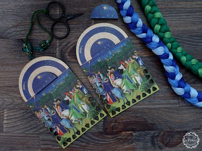 Très Riches Heures: May Floss Organizer + Needle Minder Set by Primitive and Wood (P&amp;W) Designer embroidery accessories