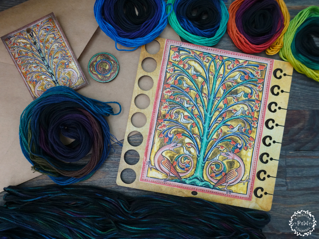 Bestiary Magnetic Organizer + 15 Skeins of Floss by Primitive and Wood (P&amp;W) Complete Embroidery Set