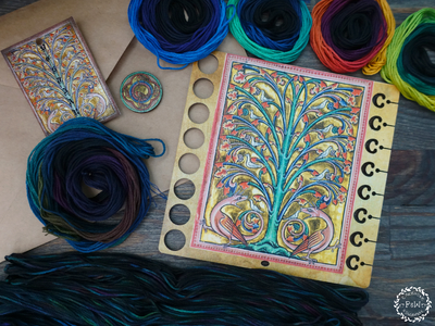 Bestiary Magnetic Organizer + 15 Skeins of Floss by Primitive and Wood (P&amp;W) Complete Embroidery Set