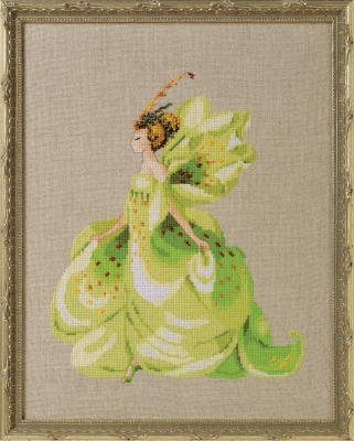 Green Lady Slipper Orchid Party by Nora Corbett 2020 (designer Mirabilia Designs) cross stitch pattern design, Embellishment Pack