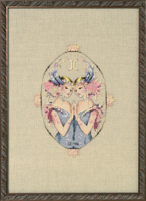 Gemini - Zodiac Girls by Nora Corbett 2021 (designer Mirabilia Designs) Cross stitch pattern, Embellishment Pack