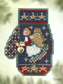 Angel Heart by Mill Hill 2005 Mitten Ornaments Collection Charmed Ornament Kits Beaded Christmas Ornaments kit with Charm