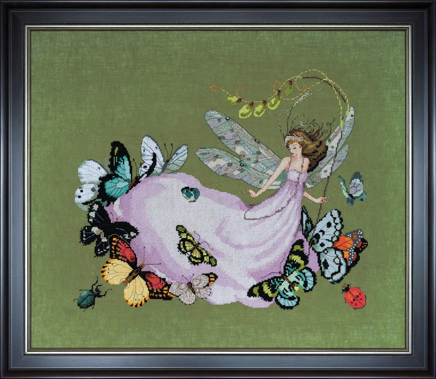Delphine&#39;s Butterfly Brigade by Mirabilia Designs 2023 designer Nora Corbett Counted cross stitch pattern, embellishment pack