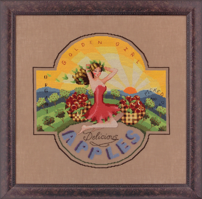 Golden Girl Apples by Mirabilia 2011 designer Nora Corbett Cross stitch pattern and embellishment pack