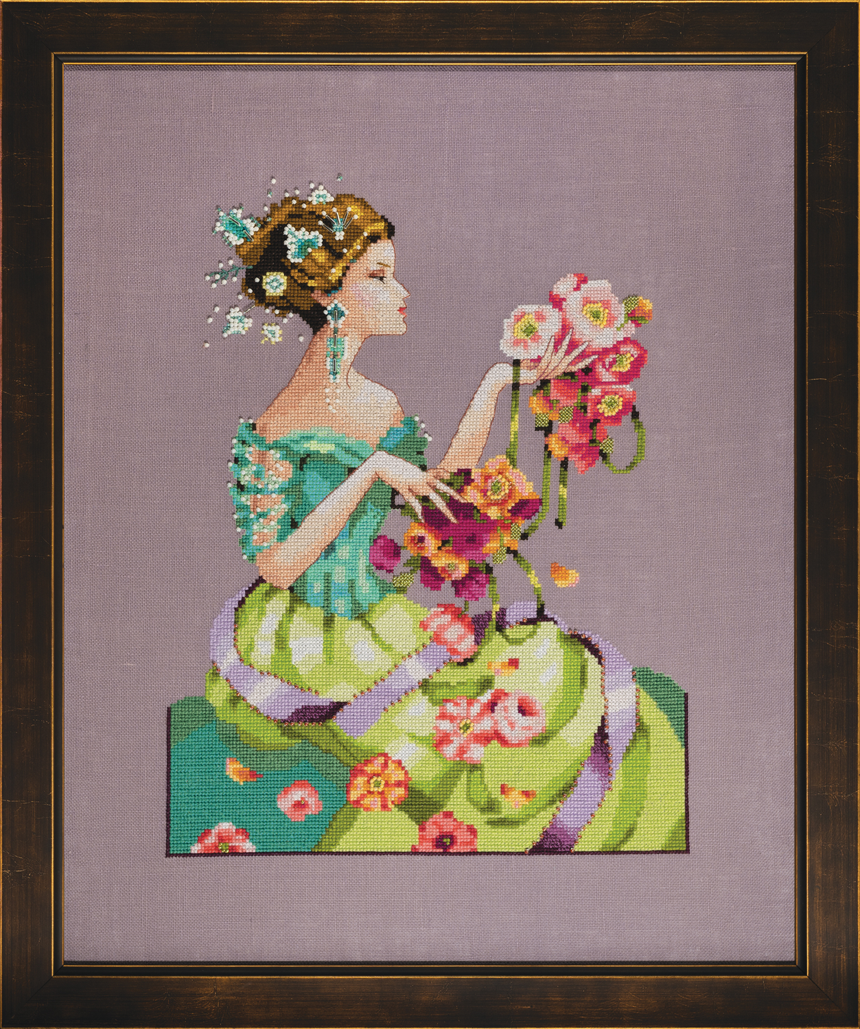 Lavender Mist by Mirabilia 2022 designer Nora Corbett Cross stitch pattern, Embellishment Pack