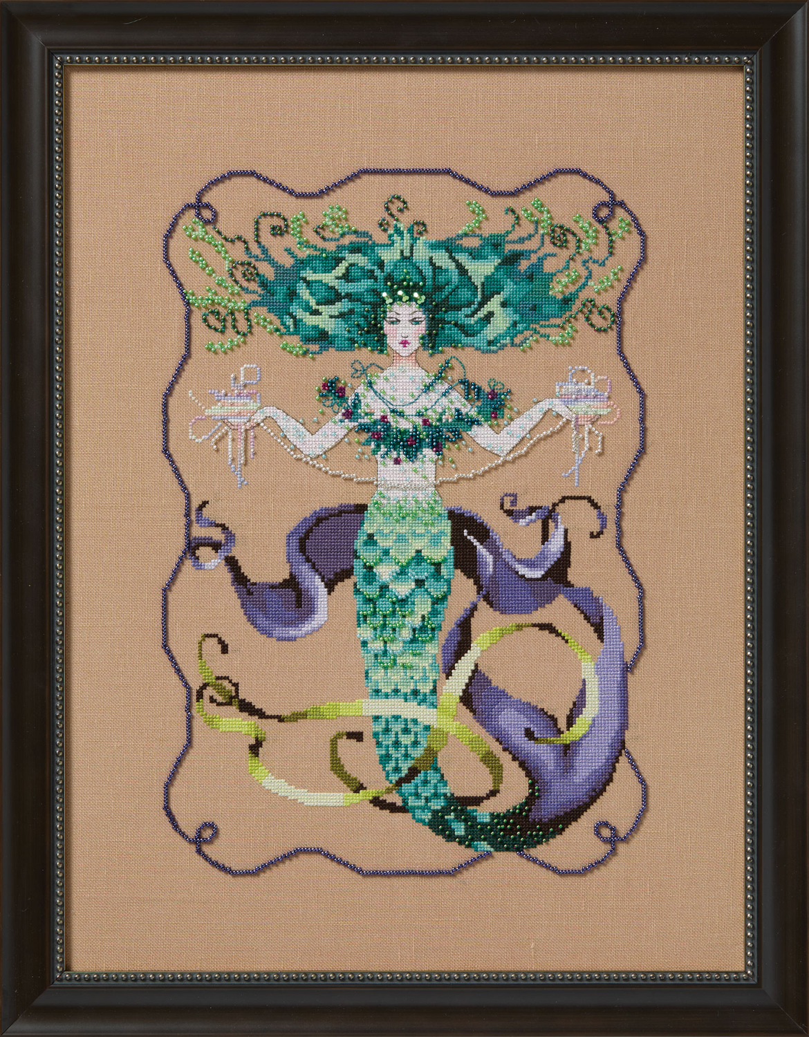 Madam Mermaid The Dreamers Collection by Mirabilia Designs 2025 designer Nora Corbett Counted cross stitch pattern, Embellishment pack