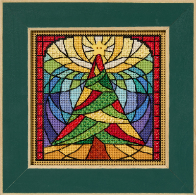 Stained Glass Tree by Mill Hill 2025 Winter Series Buttons and Bead Kit Holiday beaded cross stitch embroidery kit