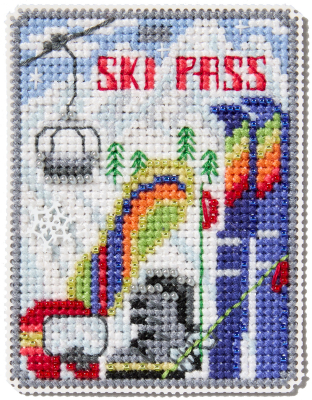 Ski Pass by Mill Hill 2025 Seasonal Ornament Winter Holiday Series Bead Cross Stitch Kit