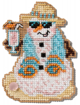 Snowman Vacation by Mill Hill 2025 Seasonal Ornament Winter Holiday Series Bead Cross Stitch Kit