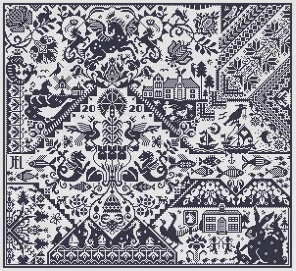 Two Men&#39;s Morris by Long Dog Samplers Mono Collection Counted cross stitch pattern