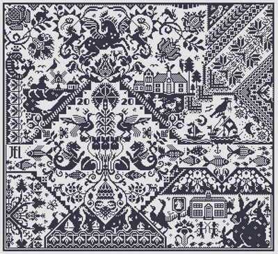 Two Men&#39;s Morris by Long Dog Samplers Mono Collection Counted cross stitch pattern