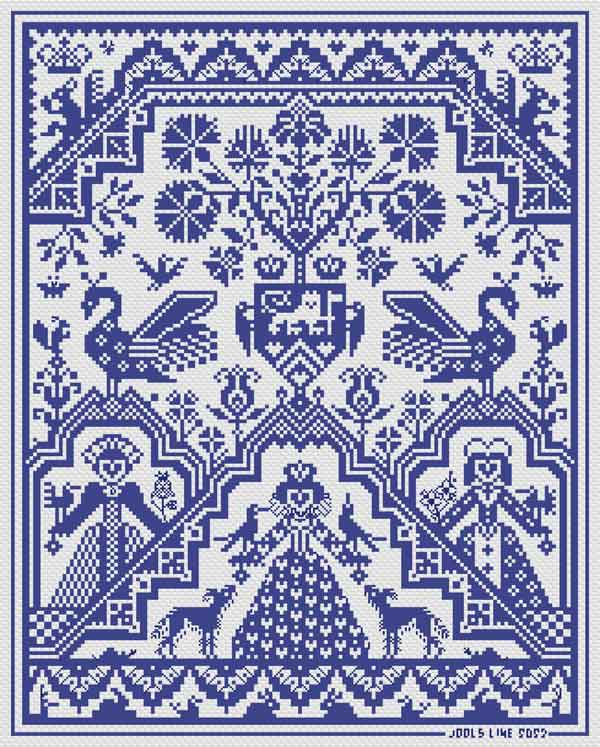The Queen of Hearts by Long Dog Samplers Generic Collection Counted cross stitch pattern