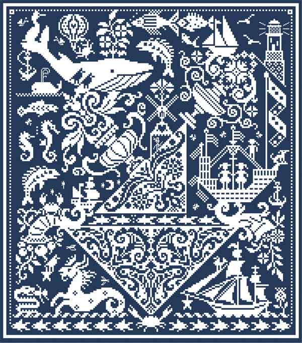 Fish &#39;n Ships by Long Dog Samplers Counted cross stitch pattern